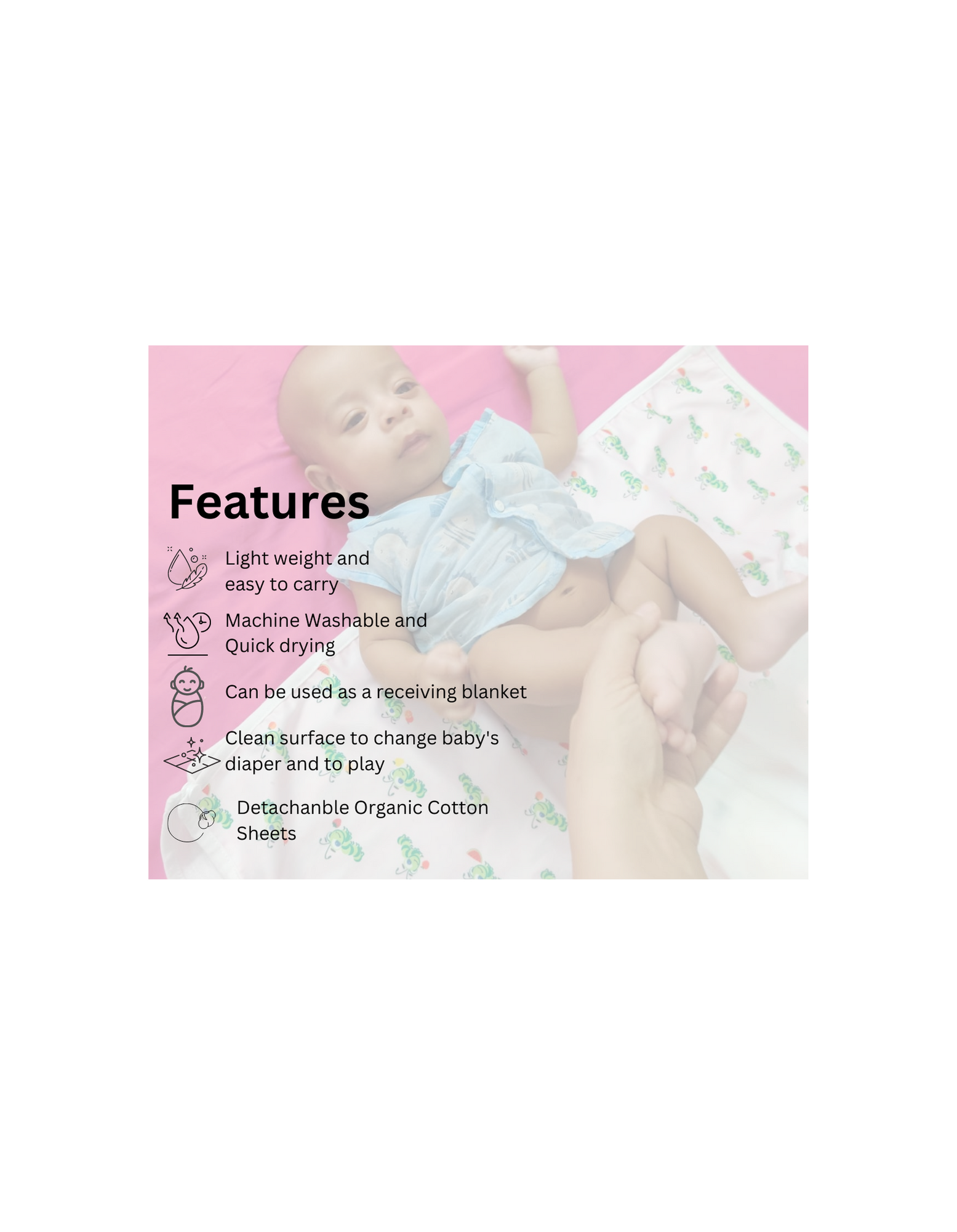 Waterproof PUL Printed layer - Diaper Changing Mat